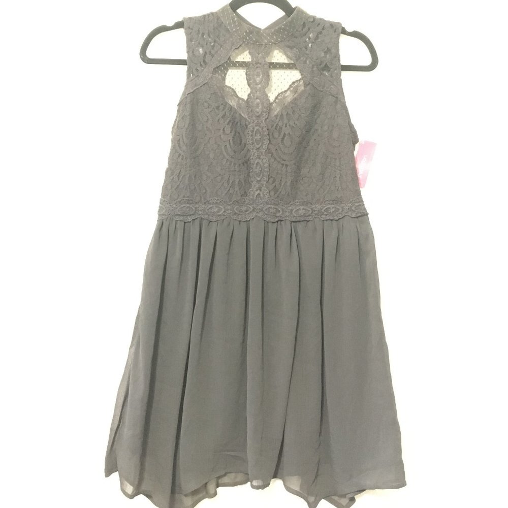 Xhilaration Dark Grey Lace Truffle Dress Sz M